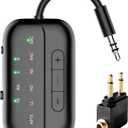 2026 Upgraded Pro Bluetooth 5.4 Transmitter Receiver,2-in-1 Airplane Wireless Adapter for Flight,TV,PC,Gym,Switch,Compatible with 2 AirPods/Headphones;Audio AUX Receiver for Car/Home Stereo (Black)