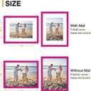 DecorUhome 8.5x11 Picture Frame, Display Pictures 6x8 with Mat or 8.5x11 without Mat, Wall & Tabletop Display Certificate Frame, Magenta, 1 Pack