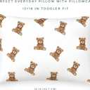 Toddler Pillow with Cotton Pillowcase Soft & Hypoallergenic Kids Pillow, 13x18 Small Pillow for Toddlers Ages 3+, Travel-Friendly & Machine Washable (Bear)