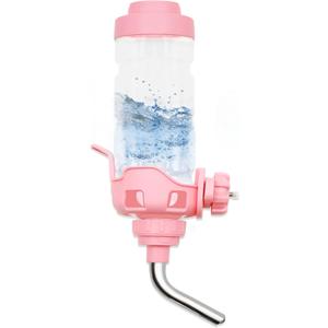Vannon Dog Water Dispenser for Cage, 34oz Auto Feeding Crate Water Bottle for Dogs, Cats & Rabbits, Pet Nozzle Diameter: 12mm, BPA Free, Pink