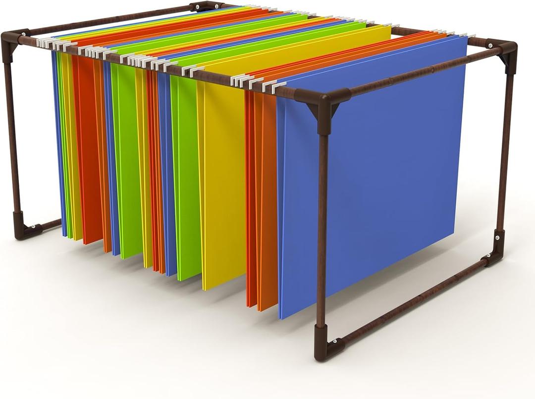 Walnut Hanging File Folder Frame, File Cabinet Organizer for Letter Size, 12.6 Wide x 18 Long x 9.125" Height, File Cabinet Rails Hanging Files in File Drawers (Brown)