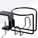 Large Desk Cup Holder, Clip On Table Cup Holder, Anti-Spill Drink Holder for Lawn Chair, Horizontal or Vertical Mount, Pack of 2, Black