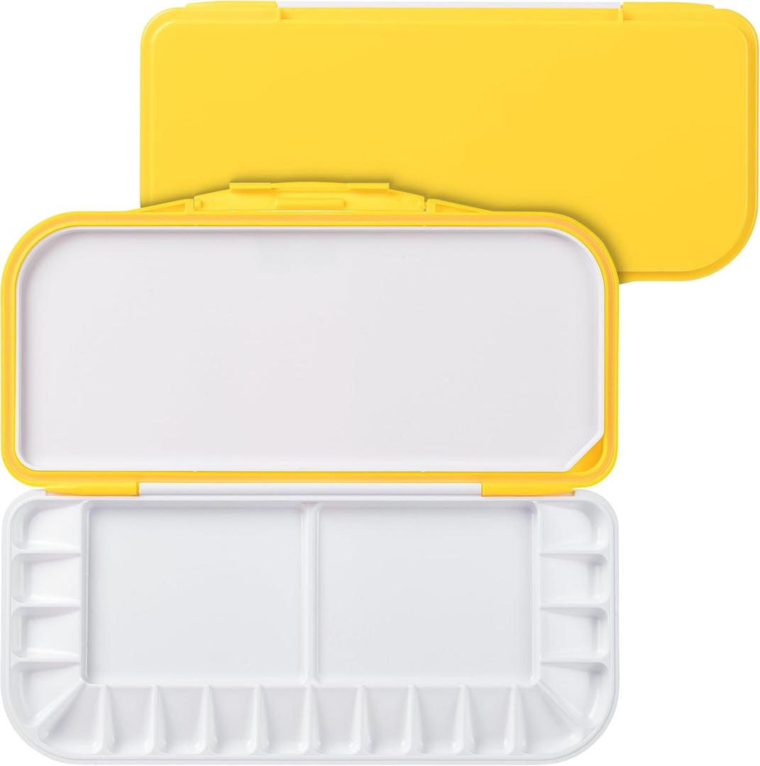 Mr. Pen- Airtight Watercolor Palette with Lid, Yellow, 18 Wells and 2 Mixing Areas, Empty Watercolor Palette, Paint Pallet with Lid, Folding Paint Tray