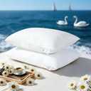 LIANLAM Goose Feather Down Pillows Queen Size Set of 2, 3-Chamber 5 Star Hotel Pillow for Deep Sleep,Soft Bed Pillows for Neck Pain Relief, Perfect for Side Sleeper, 100% Cotton Shell(2 Pack,20"x30")