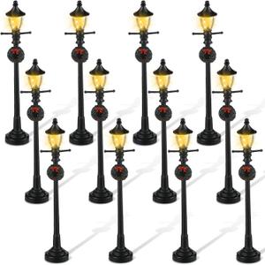 Adorable Christmas Accessories - 12 Piece Fairy Lamp & Train Lantern Set for DIY Dollhouse Village Pathway
