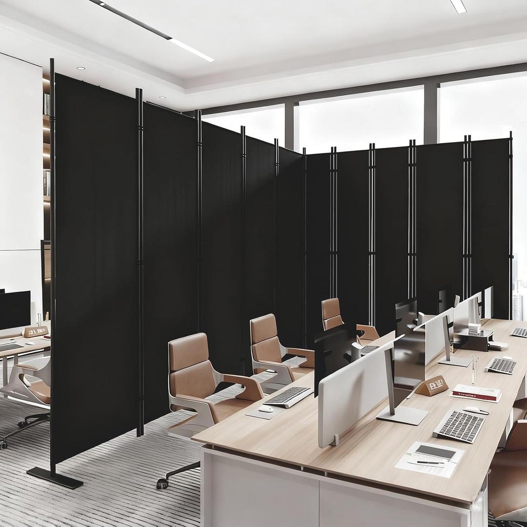 C-Hopetree 10 Panels Room Divider, 6 Ft Tall Indoor Folding Privacy Screen, Portable Partition Separator, Freestanding Separation Temporary Wall for Office, Bedroom, 197" W X 71" H, Black