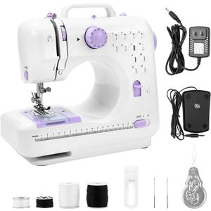 QWORK Mini Sewing Machine, Portable Electric Crafting Tool with 12 Built-in Stitch Patterns, Dual Power Modes, for DIY Projects Small Sewing Machine
