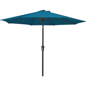 MEWAY 9ft Patio Umbrella Outdoor Table Umbrellas with Push Button Tilt and Crank, Market Umbrella 8 Sturdy Ribs for Deck, Garden, Pool and Backyard, Lake Blue