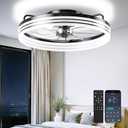 AIKVSXER Ceiling Fan with Light,20" Flush Mount Ceiling Fan,6 Speeds,3000-6500K Dimmable LED, App & Remote Control, Quiet DC Motor, for Bedroom, Living Room Modern Ceiling Fans with Lights(Black)