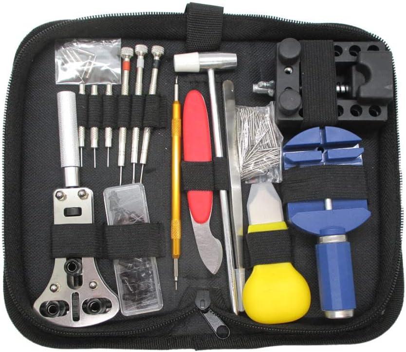 Watch Repair Kit (147 Pieces) - Professional Watch Service Set with Carry Case & User Manual - Battery, Band, Strap, Link Pin, Spring Bar, Back Remover & Replacement - Watch Fixing & Adjustment Tools