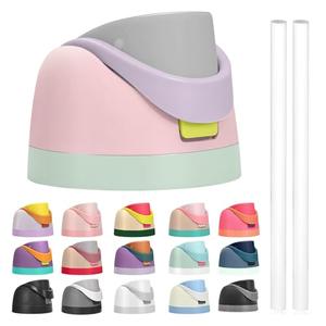 Replacement Lid Contain Straws for Owala Freesip Water Bottle, Compatible with Owala Lid and Cap, Premium Accessories for 16oz 24oz 32oz 40oz Bottles,Leak-Proof,BPA-Free (Pink Gray)