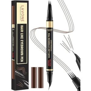 LAVONE Eyebrow Pen, 2-in-1 Eyebrow Pencils for Women with 4 Tip Microblading Eyebrow Pencil and Curved Precise Brow Pencil, Waterproof Eyebrow Pencil Create Full, Natural Hair-Like Brows, Dark Brown