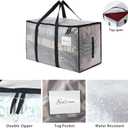6-Pack Extra Large Clear Moving Bags with Zippers, 93L Heavy Duty Storage Totes with Wrap-Around Handles, Collapsible Clothes & Holiday Storage Bins Alternative (100lb Capacity)