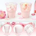 XUWAIDSGN 50 Pack Pink Plastic Ribbed Wine Glasses 14 oz Disposable Cocktail Martini Juice Coffee Drinking Tumblers Plastic Stackable Ripple Wedding Party Cups for Charcuterie Parties and Events