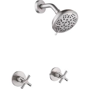 2 Handles Shower Faucet Set,Two Handle Shower Faucet Trim Kit with Rough-in Valve,Wall Mount,Brushed Nickel