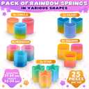 25Pcs Flexible Spring Toy - Elastic Mini Springs with Color & Shape Recognition, Rainbow Springs for Sensory Stimulation - Rainbow Party Favors in the Shapes of a Circle, Heart, Hexagon, Square & Star