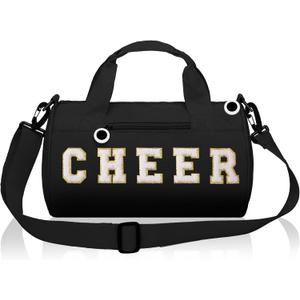 Black Cheer Bag for Girls Gym Sport 13x7 Inch Small Duffle Travel Dance Gymnastics Bags for Toddler Kid Girls Teens Student Athletes Workout