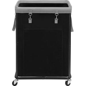 STORAGE MANIAC Large Laundry Basket with Wheels 160L Rolling Laundry Hamper Laundry Cart with Metal Frame and Removable Bag, Clothes Hamper for Bedroom, Bathroom, Dorm Room, Laundry Room, Black