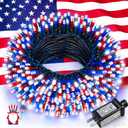 Red White and Blue String Lights, 66FT 200 LED 4th of July Lights Outdoor Waterproof, 8 Modes Connectable Plug In Patriotic Decorations Light for Indoor Independence Memorial Day Party Holiday