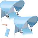 XL Universal Wind-Resistant Chair Umbrella Canopy, Extra Large Foldable UPF 50+ Sun Shade Attachment with Adjustable Clamp, Fits Most Beach, Camping, Lawn, Zero Gravity Chairs, 2 Pack, Patented, Blue