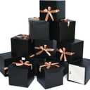 12 Pcs Christmas Gift Box with Lids, Black Boxes for Birthdays, Weddings, Valentine's Day, Christmas, Anniversary. (Black, 4x4x4 Inch)