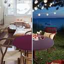Obstal Fitted Round Table Cloth, Reversible Waterproof Stain Resistant Elastic Stretch Tablecloth, Wipe Clean Table Cover for Outdoor/Indoor Use, Fits Round Tables up to 48" - 56" Diameter, Burgundy