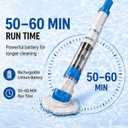 Handheld Pool Vacuum with 150CM Telescopic Pole, Cordless Rechargeable Pool Cleaner for Spa Hot Tub & Small Pools, Easy Quick Cleaning for Leaves, Dirt & Debris, 5060 Min Runtime