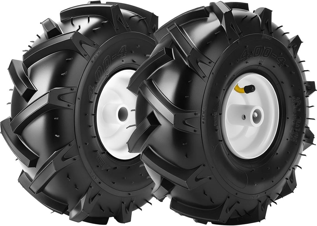 11x4.00-4" Tiller Tires and Wheels, (2-Pack 3/4" Axle Bore, 3-1/8" Centered Hub) 11x4.00-4" Tiller Tires Replacement for Craftsman & Troy-Bilt Garden Tractors, Tillers & Trenchers