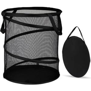 BATTOO Mesh Collapsible Laundry Baskets, Foldable Pop Up Laundry Hamper, Extra Large 113L Laundry Basket Hamper for Laundry, Bathroom, Kids Room, College Dorm, Travel, Camping Black (18"x25.5")