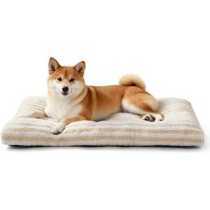 FURTIME Washable Dog Bed Medium Size Dogs, Deluxe Dog Crate Beds Comfy Fluffy Kennel Pad Anti-Slip Pet Sleeping Mat, Machine Washable Dogs Pillow, 29"x21"x3", White