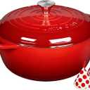 Umite Chef 6QT Enameled Cast Iron Dutch Oven with Lid, Versatile Heavy-Duty Cookware Pot for Baking Bread, Braising, Soups & Stews, Oven & Stovetop Safe with Heat Resistant Gloves Red