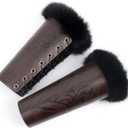 Joukavor Faux Fur Viking Leather Bracers Medieval Arm Guards Gauntlets Wristbands for Women Men LARP Accessories, One Pair