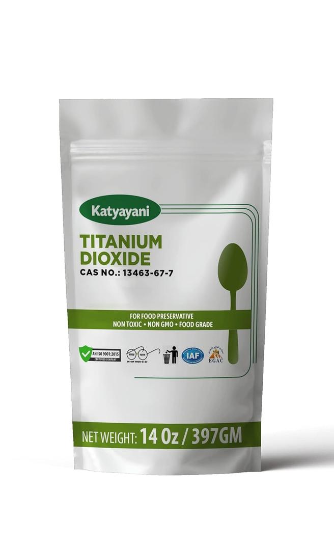 Katyayani Titanium Dioxide 100% Food Grade Antioxidant | Antioxidant & Curing Agent for Meats, Poultry, Soda & More (397gm) Katyayani Titanium Dioxide 100% Food Grade Antioxidant | Antioxidant & Curing Agent for Meats, Poultry, Soda & More (397gm)