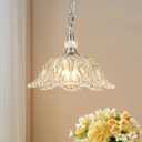  1 Piece Brushed Nickel Chandelier Light Fixtures with Crystal Glass Shade,Brushed Nickel Finish Pendant Light,Hanging Light for Dining Room,Hallway,Living Room,Bedroom