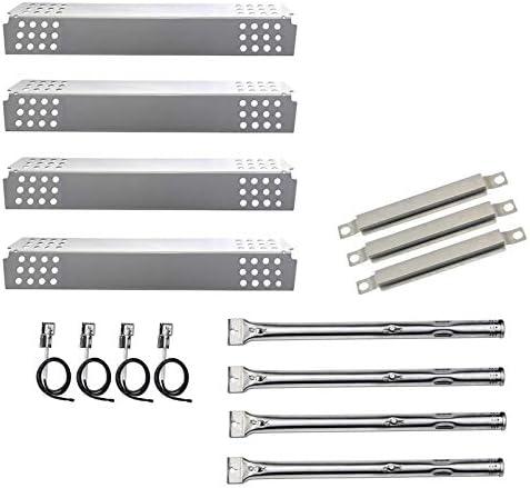 Adviace Grill Replacement Parts for Charbroil 463449914, 463241113 Gas Grills, Pipe Burner Tube, Heat Plate Tent Shield, Crossover Tube, Grill Igniter for CharBroil Commercial 4-Burner Gas Grills
