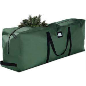 ZOBER 600D Oxford Fabric Large Christmas Tree Storage Bag - Fits 9 Ft Artificial Trees - Tear Proof Waterproof Christmas Tree Bag For Storage Box For Xmas - Strong, Durable Handles - Card Slot - Green