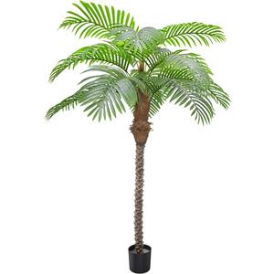 AnTing Artificial Palm Trees 6.5ft Tall Fake Tree for Outside, 78in 15Leaves Large Palm Trees for Patio Pool Home Office Decor【Increased UV Protection】（1 Pack）