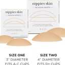 Nippies Non-Adhesive Bra Liner Nipple Covers for Women  Reusable Silicone No-Show Inserts with Travel Box (Size 2 (Fits D+ Cups), Crme)