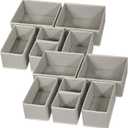 DIOMMELL 12 Pack Foldable Cloth Storage Box Closet Dresser Drawer Organizer Fabric Baskets Bins Containers Divider for Baby Clothes Underwear Bras Socks Lingerie Clothing,Grey 444