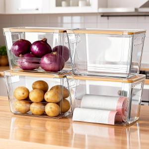 4 Pack Garbage Bag Dispenser, Under Sink for Kitchen, Cabinet, Laundry Room, Pantry Organizer and Storage, Perfect for Storing Potatoes, Onions, Fruits (Clear, 4 Pack)