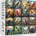 Stained Glass Puzzles for Adults 1000 Pieces, Bird Puzzles for Adults Flower with Cardinal Bird Parrot Hummingbird, Impossible Hard Challenging Jigsaw Puzzles