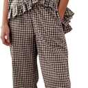 COZYPOIN Womens Gingham Pajama Set 2 Piece Plaid Cotton Pjs Cute Ruffle Sleepwear Maternity Bridesmaid Pajamas Loungewear