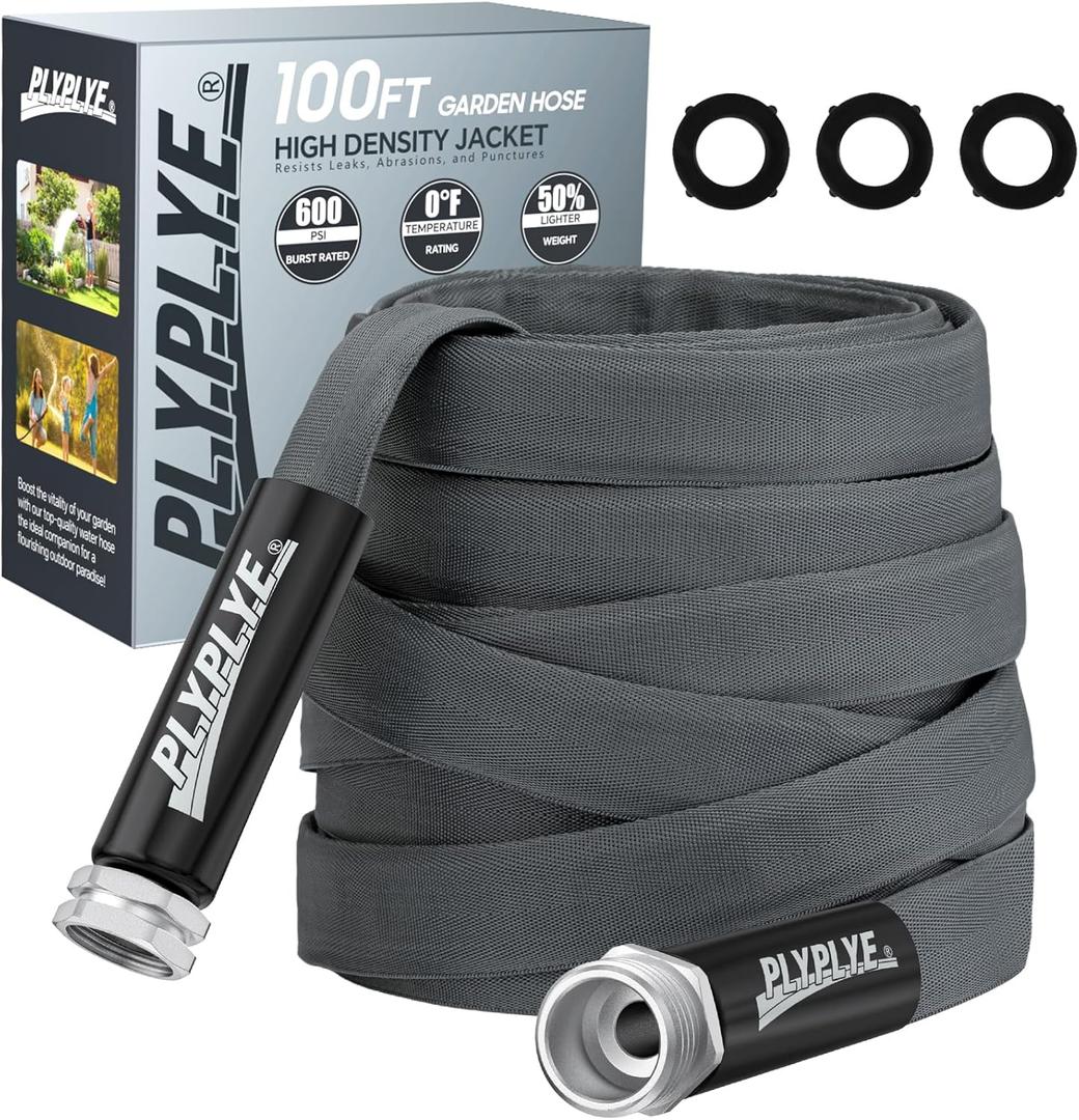 Garden Hose 100ft, Made of TPU(Not PVC), Ultra-Light & Flexible Water Hose, Non-Shrinking, Easy to Store, Drinking Water Safe Material, All-weather, Black&Gray
