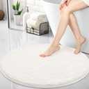 30-inch Round Bathroom Rugs, Extra Soft and Absorbent Chenille Bath Rugs, Quick Dry Machine Washable Bath Mats for Bathroom Floor, Tub and Shower, Home Decor Accessories, Ivory