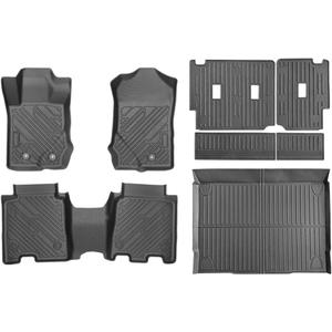 All-Weather Floor Mats for Ford Bronco 4-Door 2021-2025 Custom Fit TPE Floor Liners Full Set (1st & 2nd Row Cargo Liner Backrest Protectors) Heavy-Duty Black Accessories Not for Bronco Sport/2-Door