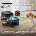 3L Filterless Cat Water Fountain, Wireless Motion Sensor Fountain with 4000mAh Battery, Stainless Steel Cat Bowls, Separate Water Tanks, Quiet Black