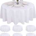 Kesfey 6 Packs 120 Inchs Polyester White Round Table Cloths Wrinkle Resistant Tablecloth Washable Banquet Tablecovers splashproof High Density Table Covers Fabric Tablecloths for Wedding Birthday