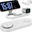 2026 "Mdrndock Magnetic 3 in 1 Charging Station Apple,Foldable Wireless Charger Stand for Mag-Safe for iPhone 17/16/15/14/13/12/Pro Max/Pro/Mini/Plus,Apple Watch Series, Air Pods pro/2/3/4 (White)