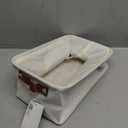 OrganiHaus Small Fabric Storage Baskets for Shelves 3 Pack, 12x8in Closet Storage Bins for Shelves, Cloth Baskets for Organizing, Linen Closet Organizers, Fabric Basket, White Basket