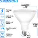 Energetic PAR38 Outdoor LED Flood Light Bulb, 5000K Daylight, 90 Watt Equivalent, Wet Rated, 900LM, E26 Base, Non-Dimmable,12 Pack